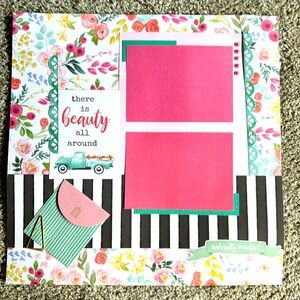 Hand made 12x12 scrapbooking page. Pearl, metal & glitter accent’s.